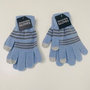 JOANN Kids' 2-Pair Striped Touchscreen Glove, One Size, Blue, NWT